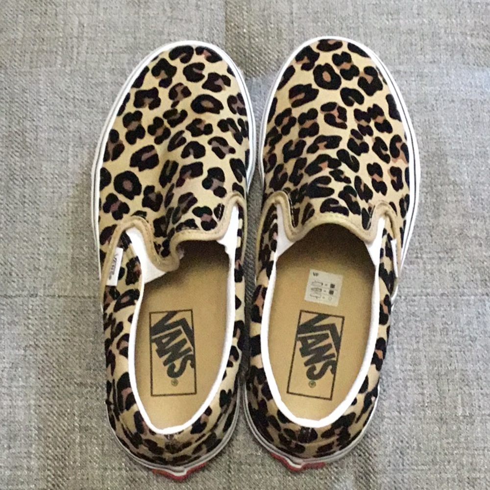 Vans slip on leopard print shoes. Womens size 7